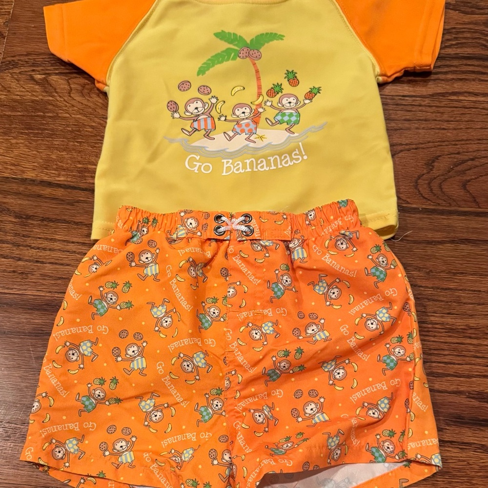Baby Swim/Bathing Suit - Yellow and Orange Monkey 🐒 size 3-6M